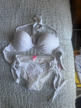 Victoria's Secret White Crochet Push-Up Bikini Set
